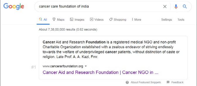 how matrix bricks helped cancer aid and research foundation with seo and google ranking - Image 2