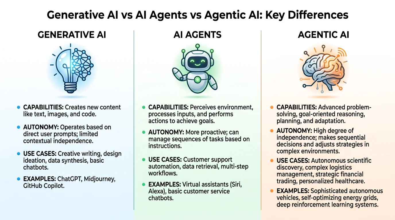 Generative AI vs AI Agents vs Agentic AI: Key Differences